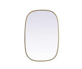 Metal Frame Oval Mirror 24x36 Inch in Brass