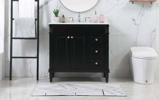 36 inch Single bathroom vanity in black with backsplash