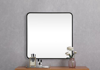 Soft corner metal square mirror 30x30 inch in Black