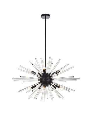 Sienna 32 inch crystal rod pendant in black