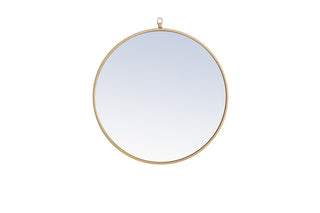 Metal frame Round Mirror with decorative hook 24 inch Brass finish