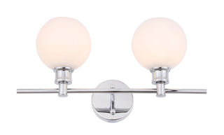 Collier 2 light Chrome and Frosted white glass Wall sconce