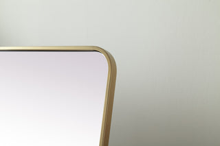 Soft Corner Metal Rectangle Full Length Mirror 30x60 Inch in Brass