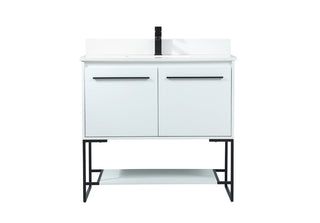 36 inch Single bathroom vanity in white with backsplash