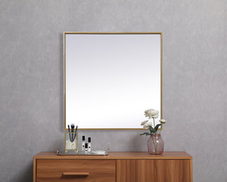 Metal Frame Square Mirror 24 inch in Brass