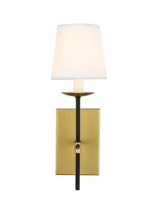 Eclipse 1 light Brass and Black and White shade wall sconce