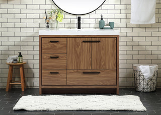 42 inch Single bathroom vanity in walnut brown