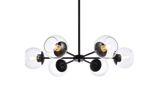 Briggs 30 inch pendant in black with clear shade