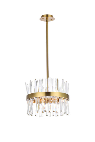 Serephina 16 inch crystal round pendant light in satin gold