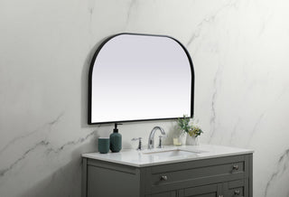 Metal Frame Arch Mirror 39x24 Inch in Black