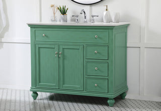 42 inch Single Bathroom vanity in vintage mint with ivory white engineered marble