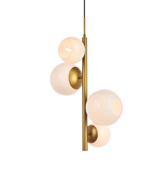 Wells 18 inch pendant in brass with white shade