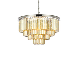 Sydney 17 light polished nickel Chandelier Golden Teak (Smoky) Royal Cut Crystal