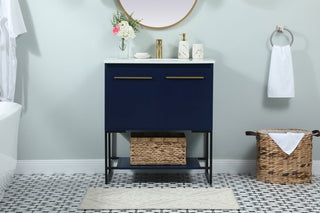 30 inch Single bathroom vanity in blue