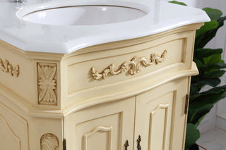 24 inch Single Bathroom vanity in light antique beige with ivory white engineered marble