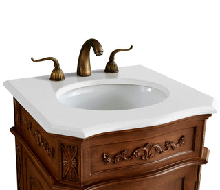 21 inch Single Bathroom vanity in Teak Color with ivory white engineered marble