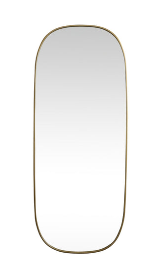 Metal Frame Oval Mirror 30x72 Inch in Brass