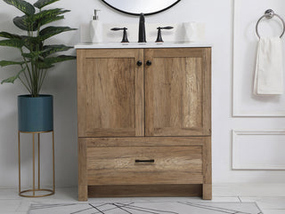 30 inch Single Bathroom Vanity in Natural oak with Backsplash