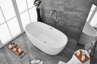 59 inch soaking roll top bathtub in glossy white