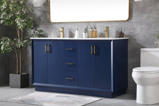 60 Inch Double Bathroom Vanity In Blue