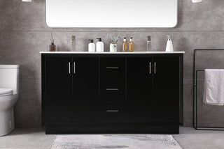 60 Inch Double Bathroom Vanity In Black