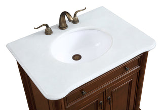 30 inch Single Bathroom vanity in Teak Color with ivory white engineered marble