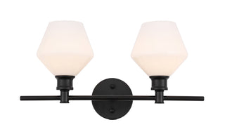 Gene 2 light Black and Frosted white glass Wall sconce