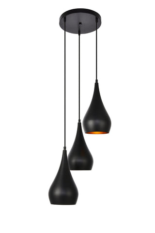 Nora Collection Pendant D14.5in H11.5in Lt:3 Black finish