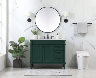 42 inch Single bathroom vanity in green with backsplash