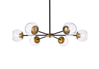 Briggs 36 inch pendant in black and brass with clear shade