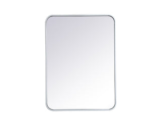 Soft corner metal rectangular mirror 22x30 inch in White