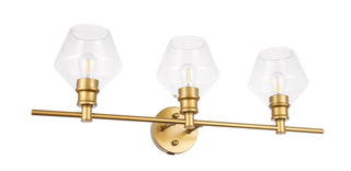 Gene 3 light Brass and Clear glass Wall sconce