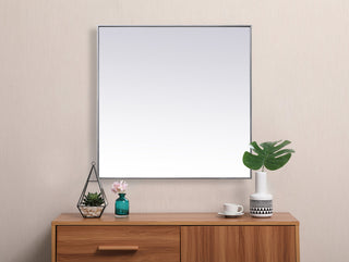 Metal Frame Square Mirror 42 inch in Silver