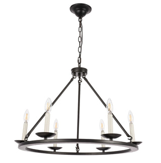 Maine 6 light Black chandelier