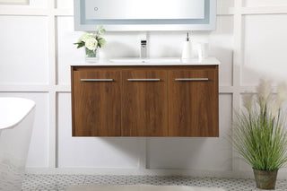 40 inch  Single Bathroom Floating Vanity in Walnut Brown