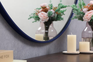 Metal frame round mirror 45 inch in Blue