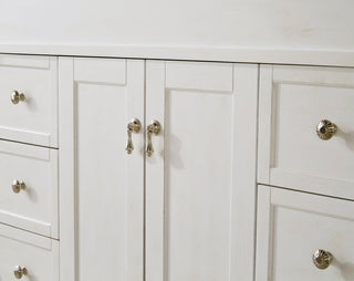 42 inch Single Bathroom vanity in Antique White with ivory white engineered marble