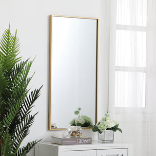 Metal frame rectangle mirror 18 inch in Brass