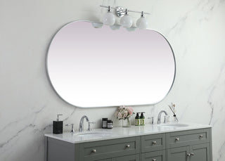 Metal Frame Oval Mirror 36x72 Inch in Silver