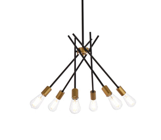 Lucca 23 inch pendant in black and brass