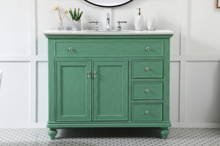 42 inch Single Bathroom vanity in vintage mint with ivory white engineered marble