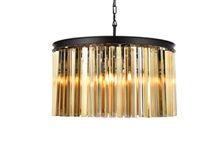 Sydney 8 light Matte Black Chandelier Golden Teak (Smoky) Royal Cut Crystal