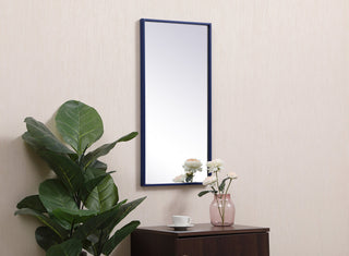 Metal frame rectangle mirror 14x28 inch in blue