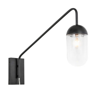 Kace 1 light Black and Clear glass wall sconce