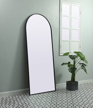 Metal Frame Arch Full Length Mirror 32x76 Inch in Black