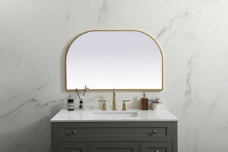 Metal Frame Arch Mirror 39x24 Inch in Brass