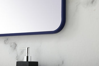 Soft corner metal rectangular mirror 28x42 inch in Blue