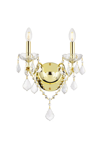 St. Francis 2 light Gold Wall Sconce Clear Royal Cut Crystal