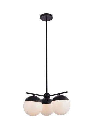 Eclipse 3 Lights Black Pendant With Frosted White Glass