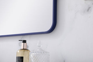 Soft corner metal rectangular mirror 22x36 inch in Blue